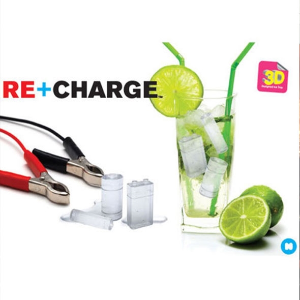 Recharge Ice Tray: Battery Shaped Ice Cubes
