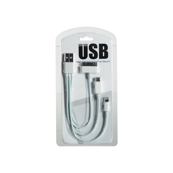 USB Charging Cable For iPad 1-4, iPhone 4, 4s, 5 & 5s and Samsung Galaxy