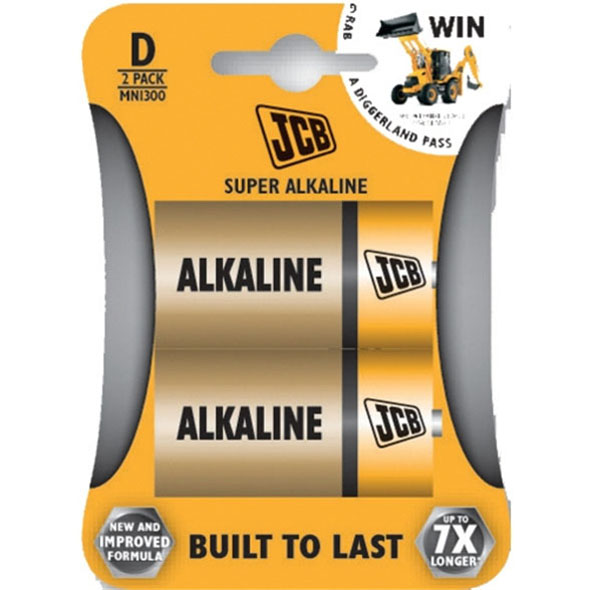 JCB Super Alkaline D Batteries - 2 Pack