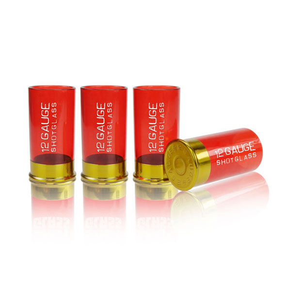 12 Gauge Shot Glasses: Bullet Shaped Shot Glasses (4 per pack)